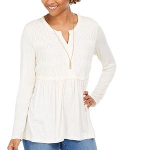 Style & Co Lace-Front Draped Top
